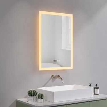 Дзеркало для ванної кімнати AQUABATOS з підсвічуванням 100x70 см LED, антизапар, сенсорне керування, 3 кольори світла, регулювання яскравості