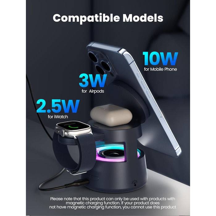 Bluetooth-динамик NEUTYPECHIC 5-в-1 зі зарядкою, лампою, тримачем та нічником