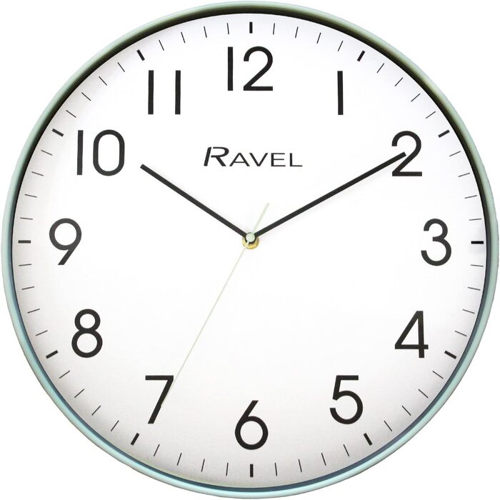 Сучасний настінний годинник Ravel 40 см для офісу та кухні, кварцовий, салатовий