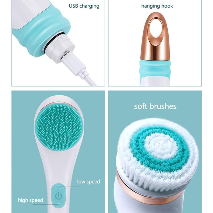 EdirFtra Electric Body Scrub Brush - Rechargeable Silicone Exfoliating Shower Brush for Body & Back - USB