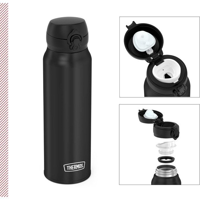 Термос Ultralight 0,75л, Charcoal Black, з нержавіючої сталі, Safe Flow кришка, 10 год гаряче / 20 год холодне, миється в посудомийній машині, BPA-free