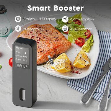 Бездротовий термометр для м'яса BFOUR 2025 з Bluetooth, подвійний сигнал, моніторинг через додаток, водонепроникний IP67, для приготування BBQ, гриля, духовки, коптильні та ротатерії