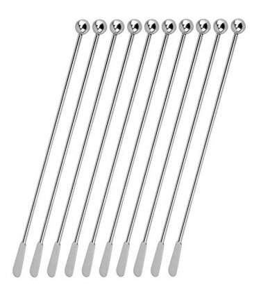 Набір металевих ложок-мішалок для кави та коктейлів із нержавіючої сталі з прямокутними лопатками, 10 шт.