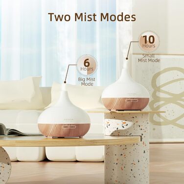 ASAKUKI Дифузор для ароматерапії 300 мл - ультразвуковий зволожувач повітря з LED-підсвіткою, без BPA, для спа, офісу, спальні