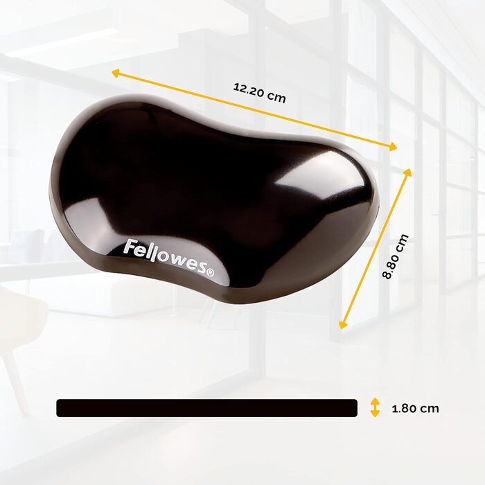 Підставка для зап'ястя Fellowes Crystals - гнучка, з гелевою наповнювачем - компактна, для офісу, дому, в дорозі та геймінгу - миється - чорний колір