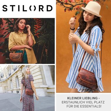 Стильна жіноча сумка-месенджер STILORD Esther з натуральної шкіри вінтаж (коньяк) для вечірок та повсякденного використання