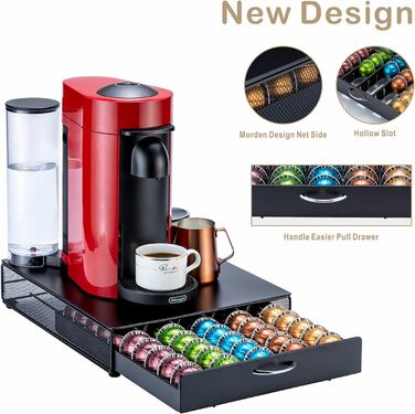 Організатор для капсул Nespresso Vertuo, чорний металевий стійка на 50 капсул (Net Side)