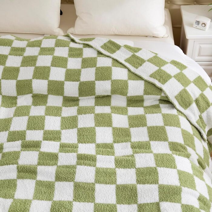 Плед YIRUIO з шаховим принтом, Queen/King Size, 203x228 см, мікрофібра, для дому, диван, ліжко