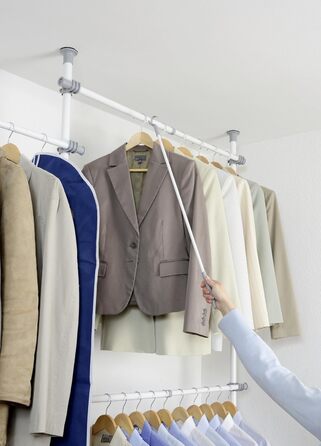 WENKO 6200050100 Telescopic Wardrobe System Hercules - adjustable organization system, steel, 164-215 x 141-250 x 38 cm, White