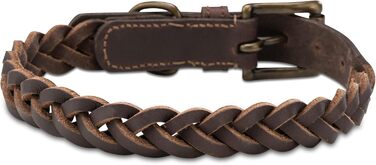 Сплетене шкіряне нашийник для собак – міцний ручної роботи, з високоякісної шкіри буйвола, Clarissa (M (36.0-45.0cm))