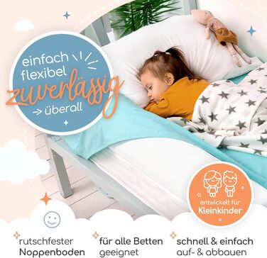 Надувне дитяче ліжко для подорожей - ліжко з захистом від падіння та вбудованим насосом - Портативне дитяче туристичне ліжко з тканиною Oeko-Tex - Ідеально для кемпінгу, готелів та дому (1 шт, 180 см)