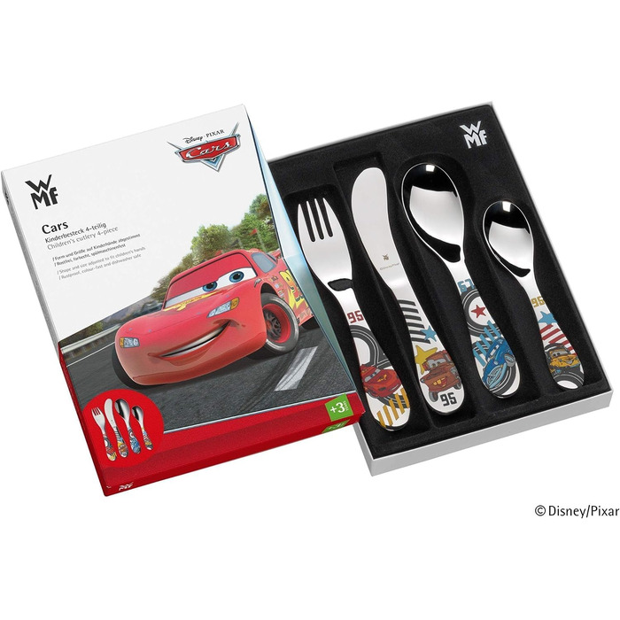 Набір дитячого посуду Disney Cars 2 від WMF: нержавіюча сталь, 4 предмети, від 3 років, Cromargan, придатний для миття в посудомийній машині