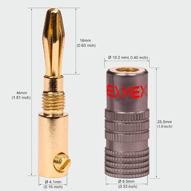 NEXMEX Бананові роз'єми 4 мм (10 шт.) Ultimate - позолочені 24K для акустичних кабелів Hi-Fi