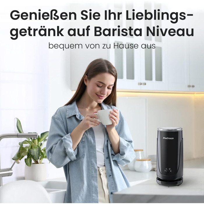 Електричний піноутворювач для молока Pro Breeze - для кави, капучино, какао. Чорний колір, антипригарне покриття