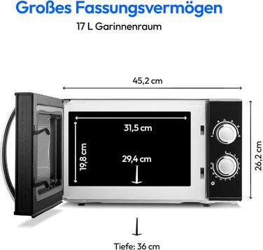 Мікрохвильова піч MEDION MD 15644, 700 Вт, 17 л, 6 рівнів, чорна