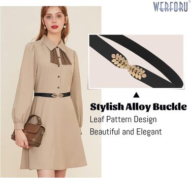 Жіночий еластичний пояс WERFORU Vintage Широкий пояс для сукні, модний, тягнеться, cinch, кольори: чорний, білий, коричневий, бежевий, розмір 82-99 см