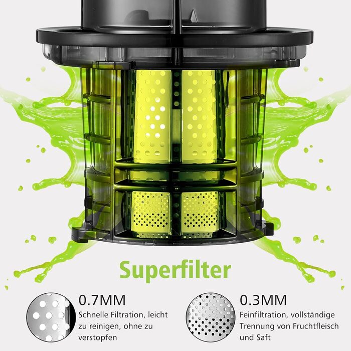 Соковижималка Aobosi Slow Juicer з реверсом, електрична, 80 мм отвір, для овочів та фруктів, 2000 Вт, тиха, BPA Free, жовта