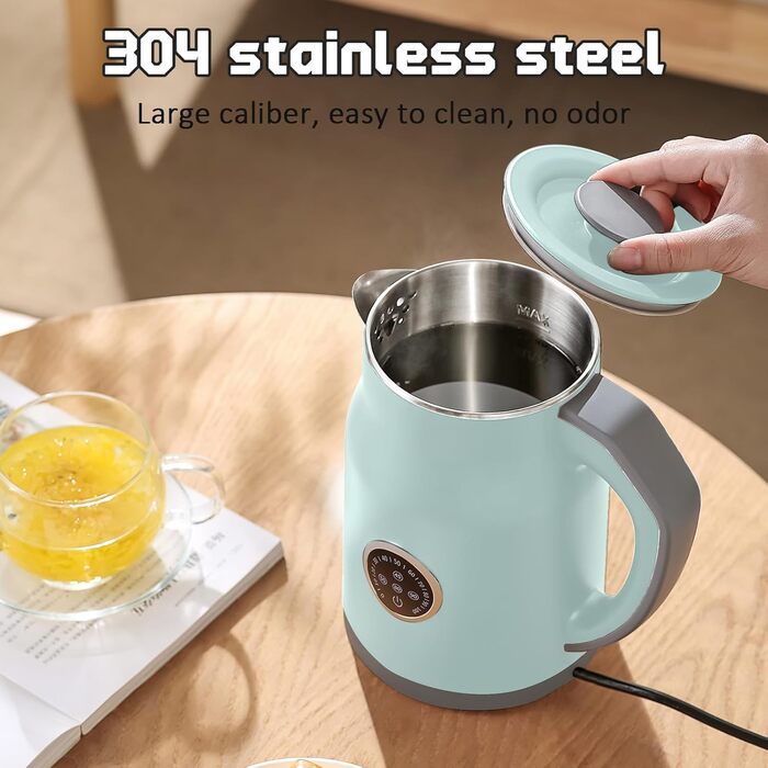 Інтелектуальний чайник 1.2л з підтриманням температури 16 год та швидким заварюванням 1000W – нержавіюча сталь 304, без BPA, 4 режими (45-90°C), LED-дисплей, поворотний на 360° для чаю, дитячих пляшечок, офісу