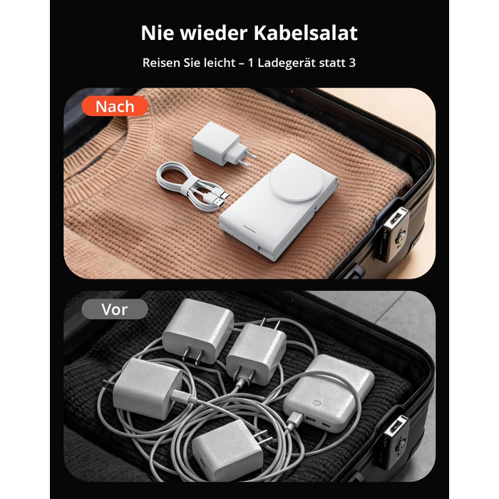 Зарядний пристрій 3-в-1 GEEKERA MagSafe для Apple Watch, iPhone (12-17) та AirPods, бездротова зарядка, матовий білий