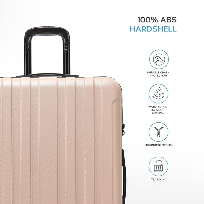 Набір валіз Flight Knight Premium (S, M, L) з ABS-пластику, TSA-замком та USB-портом, 8 коліс-спінерів, колір Секвойя