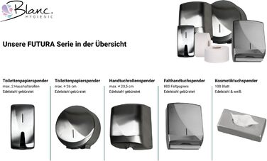 Blanc HYGIENIC Cosmetic Tissue Dispenser Futura – Wall-mountable tissue dispenser, dispenser for cosmetic tissues and wet wipes, capacity of 100 sheets, White