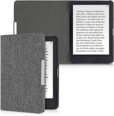 Чохол kwmobile для Tolino Shine 3: тканинний захисний чохол-обкладинка, сірий