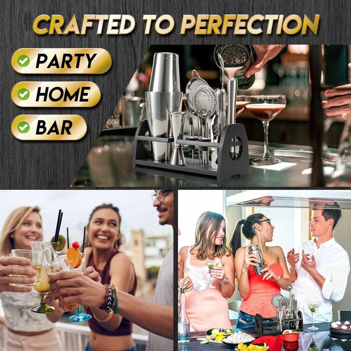 Stainless Steel Boston Shaker Set - Cocktail Shaker Set for Home Bar, Parties & Professional Mixology