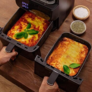 Фритюрниця Cecotec Cecofry DuoLevel 10000 DuoSize: 10 л, вертикальний дизайн, 2 контейнери, 10 меню, 80-200 ºC, сенсорний екран, чорний | з вікном