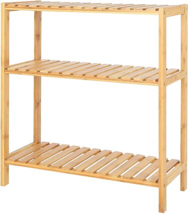 dibea Shoe Rack with 3 Shelves, Shoe Cabinet, Bathroom Shelf, Living Room Shelf, Standing Shelf, Bamboo Shelf, Bathroom Shelf, Bookshelf, Kitchen Shelf, 60x26x66 cm, natural color, Natural