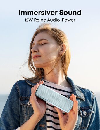 Портативна Bluetooth Колонка Soundcore Anker 2 з 12W Звуком, BassUp, IPX7 Водонепроникність, 24 Години Роботи, Бездротове З'єднання, Колонка для Дому, Відпочинку та Подорожей