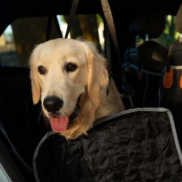 Накидка на заднє сидіння автомобіля для собак Fudajo 137x147 см, роздільна захисна накидка з віконцем, чорний чохол