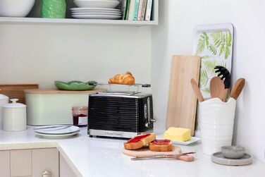 Тостер Russell Hobbs Inspire для 2 скибок, чорний, 6 режимів, широкі відділення, підставка для булочок, розморожування та підігрів