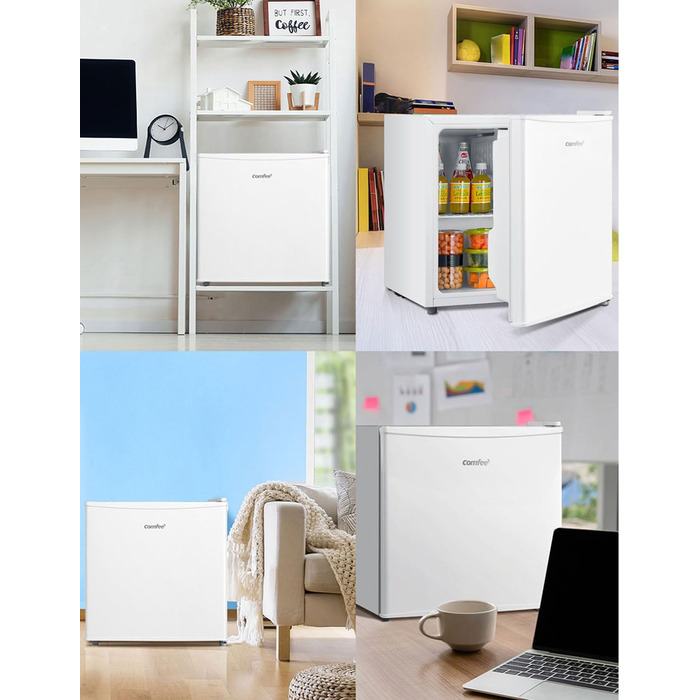 Mini холодильник Comfee RCD50WH2(E) 43L з відділенням для льоду – для дому, офісу, кімнати. Швидке охолодження, регулювання температури, білий колір.