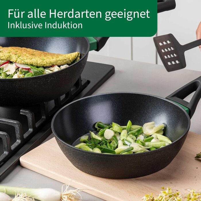 Grill-сковорода FACKELMANN Chefkoch Hamburg керамічна 28 см з антипригарним покриттям, з переробленого алюмінію, для всіх типів плит та духовки