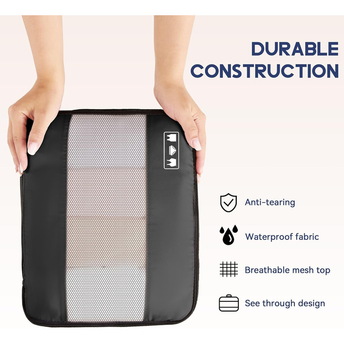 Органайзер для валізи MURISE, 8 шт. - Packing Cubes для подорожей, сумки-органайзери для валізи, з мішечком для взуття та косметички, система організації, Travel Essentials, чорний