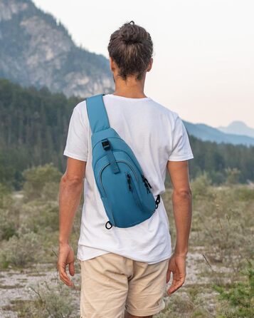 Сумка через плече WATERFLY чоловіча/жіноча, месенджер, кросбоді, для спорту, подорожей, велосипеда, туризму (Морська блакить)
