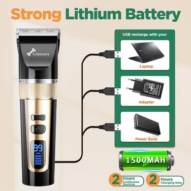 Машинка для стрижки собак Gimars 3-в-1 з професійним набором ножиць, 7000 об/хв, для густого хутра, тиха, бездротова, золота