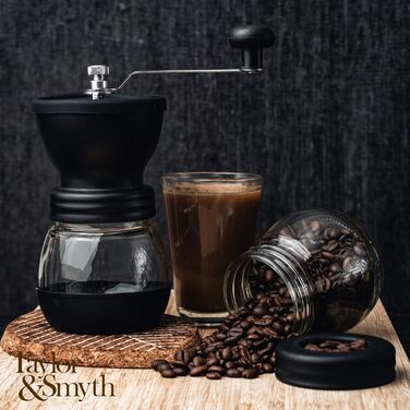 Кавомолка Taylor & Smyth: портативна, керамічні жорна, регулювання помелу, для дому, офісу та відпочинку