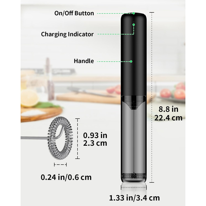 Електричний пінозмішувач для молока Pawfly: сталевий насадка, USB, для капучино, лате, матча, гарячого шоколаду