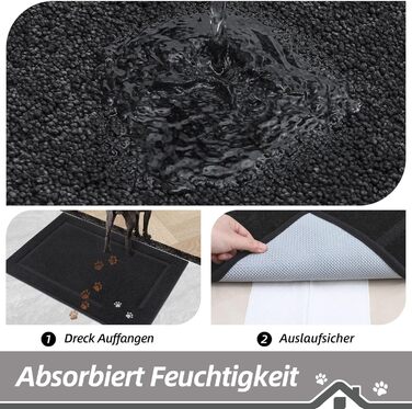 Килимок для дому BEQHAUSE 80 x 120 см, антиковзаючий, для входу, переднього та заднього дверей, коридору (50 x 80 см, чорний)