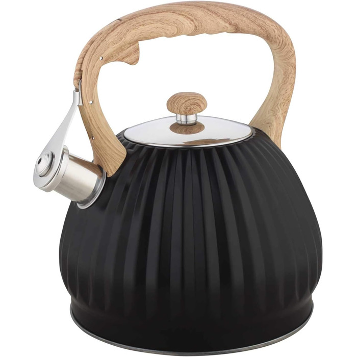 Чайник-свисток Kinghoff з нержавіючої сталі, 2.7 л, чорний (KH-1324)