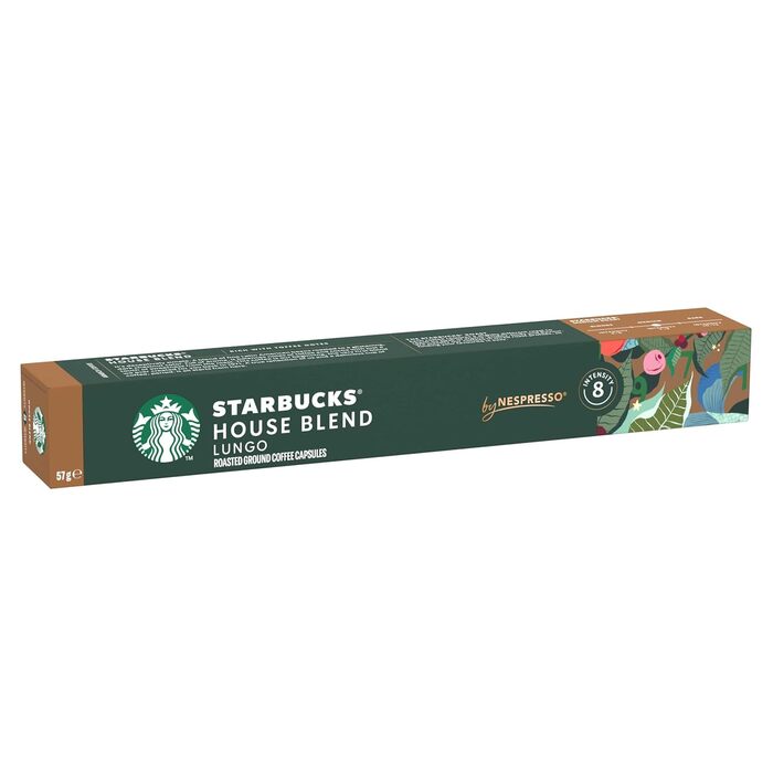 Капсули для кави Starbucks House Blend суміш для Nespresso, середнього обсмаження, капсули 10 x 10 (100 капсул) 10 г (10-ка)
