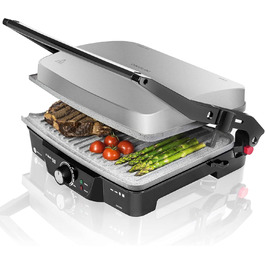 Cecotec Rock'n Grill 2000 Electric Grill with RockStone Non-Stick Coating - Adjustable Height & 180° Opening