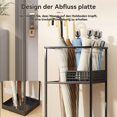 Металева підставка для парасоль та тростинок Shakub, 2 слоти, чорна, 25x25x50 см