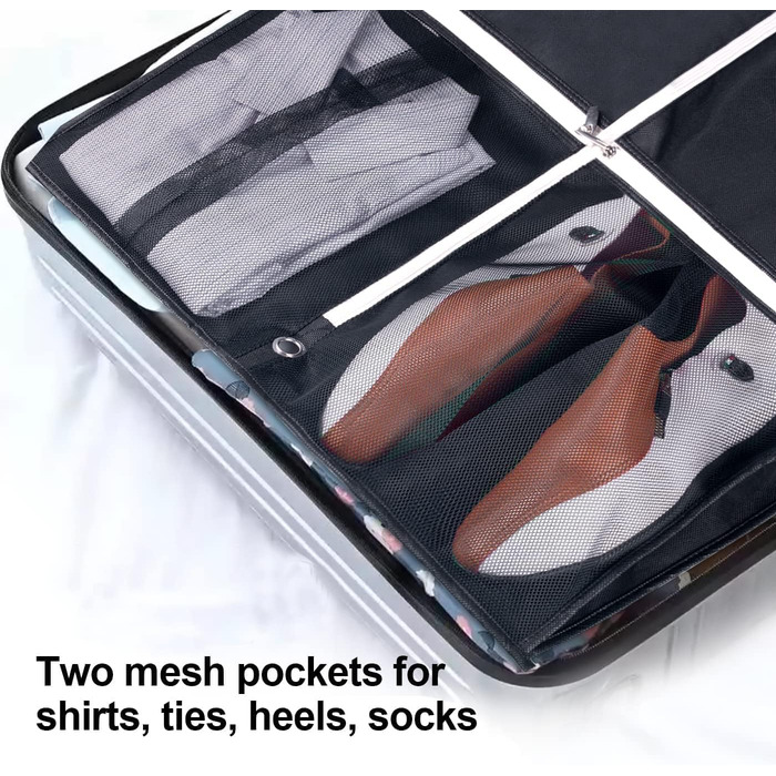 Чохол для одягу дорогий, 137 см, MISSLO - дорожній, з великими кишенями, чорний