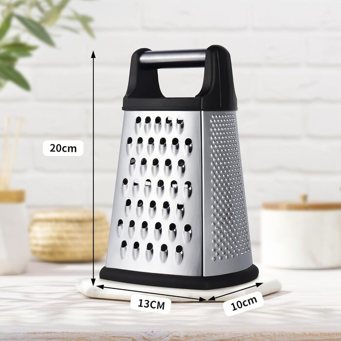 Трока для сиру та овочів з нержавіючої сталі, 4 сторони, чорна