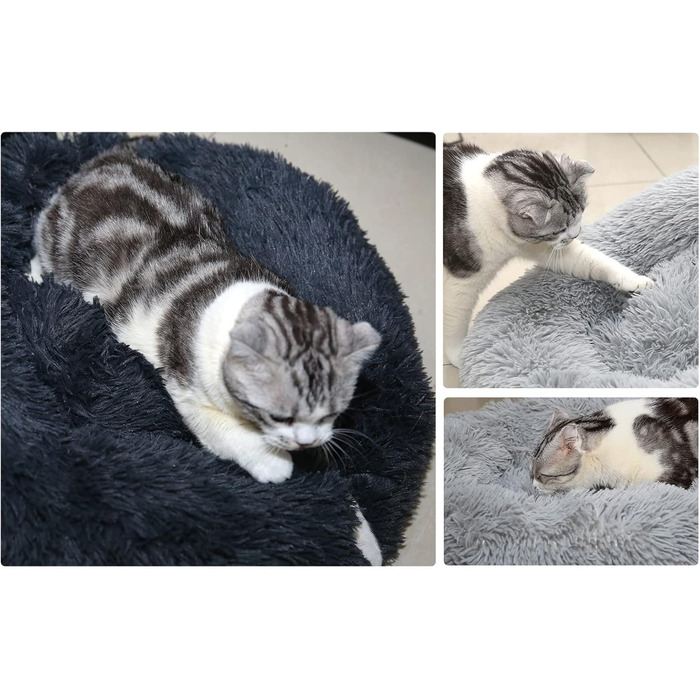 Килимок для котів та собак 50/60 см, м'який, плюшевий, круглий, антиковзаючий, легко миється