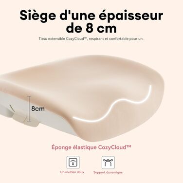 Ергономічне крісло для жінок MUSSO E80 Muse FemmePosture™ - регулювання на 135°, 3D-підтримка попереку, 17см 4D-підголівник, висувна підніжка, регулювання глибини/висоти сидіння, регульовані підлокітники (Бежевий)