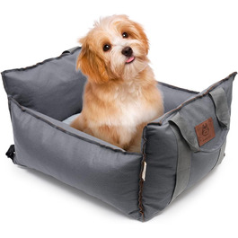 Автокрісло для собак 2-в-1 з ременем безпеки: автокрісло та ліжко для собак, знімний килимок та чохол, миється, для собак маленьких та середніх порід, сірий & блакитний