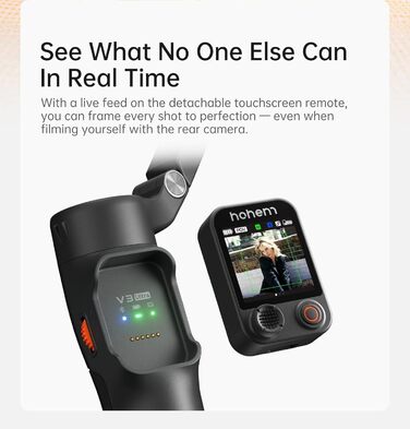 Стабілізатор Hohem iSteady V3 Ultra для смартфона: AI-трекінг, жести, пульт, екран, штатив, для зйомки Vlog та TikTok